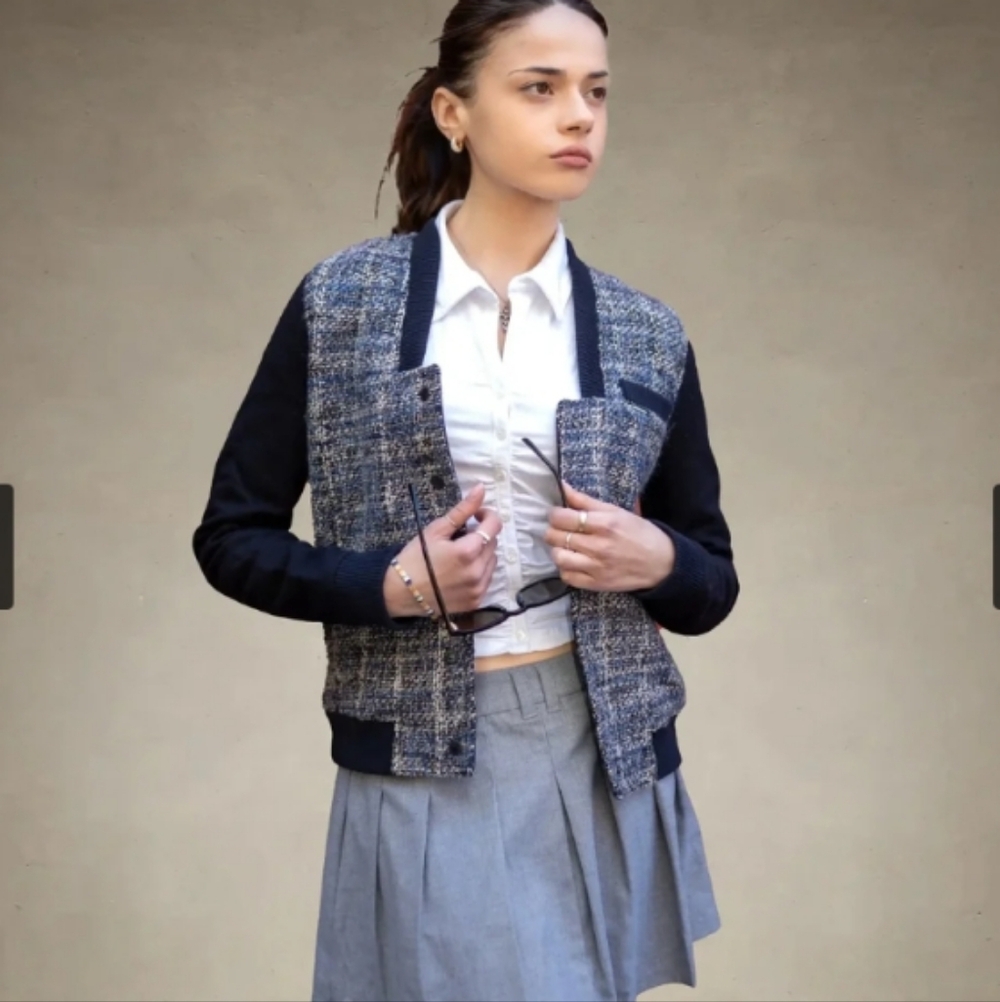Members Only Tweed Chanel Wool Varsity Jacket (Large, Runs Small) Sporty Chic